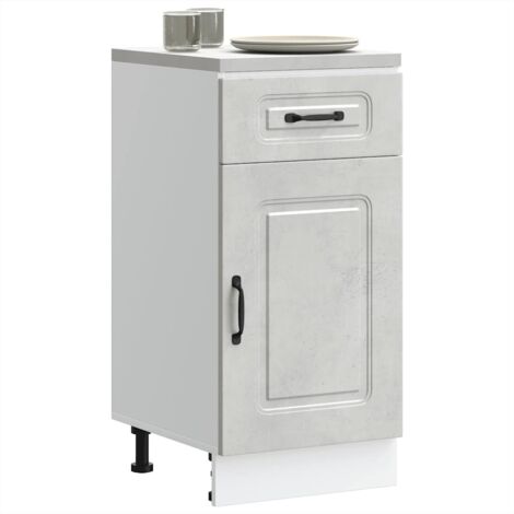 Armoire De Cuisine VidaXL Kalmar Gris Béton - Bois D'Ingénierie, 86x46x81.5 Cm, Avec Tiroir
