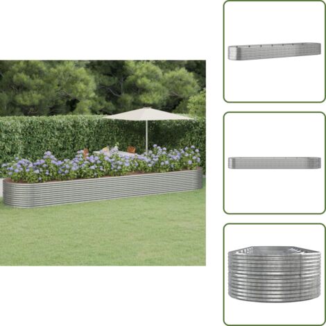 Jardinière Surélevée En Acier Galvanisé - 61x31 Cm - Bac à Fleurs Carré Pour Balcon, Terrasse, Jardin