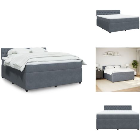 Sommier à lattes de lit et matelas Gris foncé 180x200cm Velours - Sommier À Lattes De Lit - Sommiers À Lattes De Lit - Lit - Meuble De Chambre À Coucher (1/5)