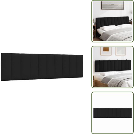 Coussin De Tête De Lit Noir 120 Cm En Tissu Polyester - Rembourrage Fibre, Avec Sangles De Fixation Murale