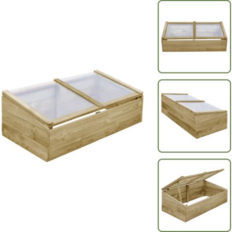 Serre En Bois De Pin Imprégné 200x50x35 Cm Avec Toit - Protection Idéale Pour Plantes Et Jeunes Pousses