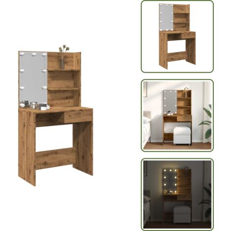 Coiffeuse - VGEBY - Noir - Bois d'ingénierie - LED - 1 tiroir - 74,5x40x141 cm - Maison Coiffeuse - VGEBY - Noir - Bois d'ingénierie - LED - 1 tiroir - 74,5x40x141 cm - Maison