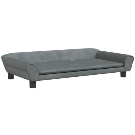Canapé Enfant Velours Gris 100x54x33 Cm - Cadre Bois, Rembourrage Mousse, Pour Chambre D'enfant