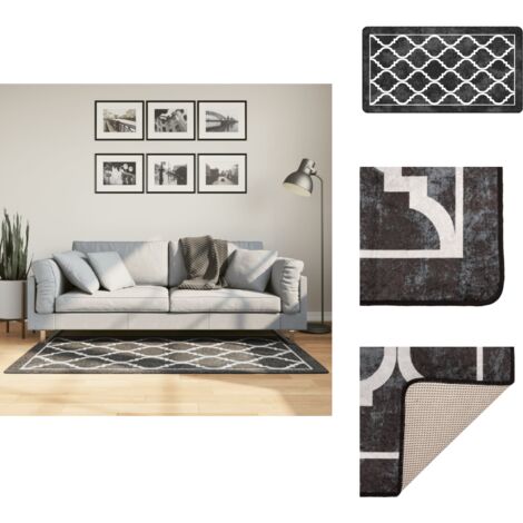 Tapis Rond Lavable Noir Et Blanc Effet Marbre - 160 Cm - Doux, Antidérapant, Parfait Pour Salon Ou Salle à Manger - 6