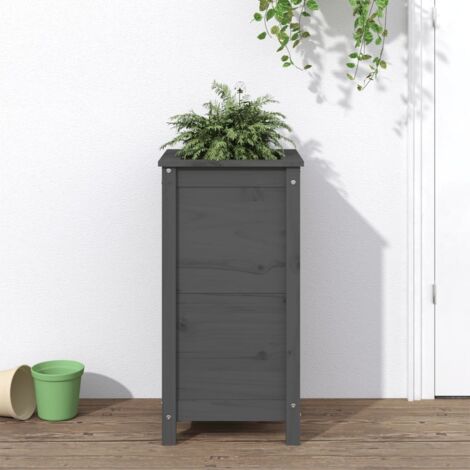 Jardinière D'Extérieur Bois Pin Massif 70x70x70 Cm VidaXL - Bac à Fleurs Surélevé Noir