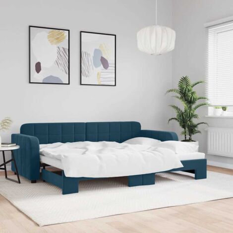 Lit gigogne en tissu bleu marine 80 x 200 cm MARMANDE