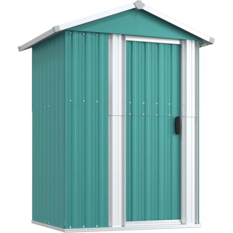 Abri De Jardin Métallique Anthracite 126x97.5x177 Cm - Acier Galvanisé Anti-rouille - Porte Coulissante - Idéal Rangement Outils Et équipement