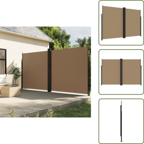 Auvent Latéral Rétractable Anthracite - 220x1200 Cm - Polyester Résistant UV Et Eau - Pour Terrasse, Jardin, Balcon - Montage Inclus - 13