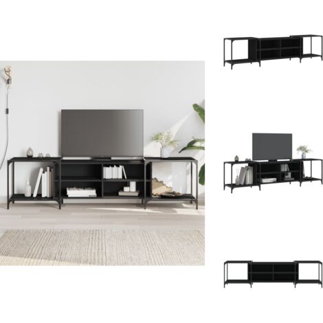 Meuble TV noir 203x37x50 cm bois d'ingénierie - Meubles TV - Meuble Téléviseur - Meuble Audio Vidéo - Meuble Hifi - Console TV (1/5)
