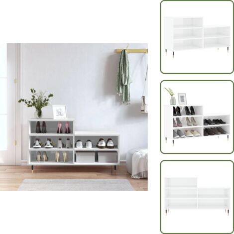 Armoire à Chaussure Blanc Brillant 102x36x60 Cm Bois Ingenierie 94831599