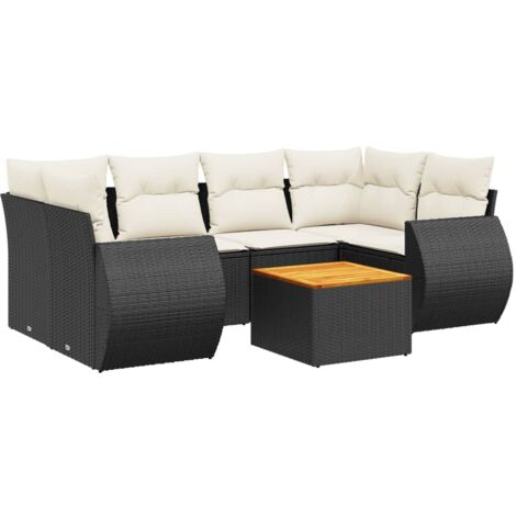 Salon de jardin 6 pcs avec coussins résine tressée gris vidaXL
