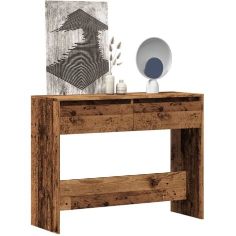 Table Console Chêne Fumé 150 Cm - Meuble D'entrée, Bout De Canapé Avec Rangement - Bois Ingénierie Et Métal, Pieds Réglables