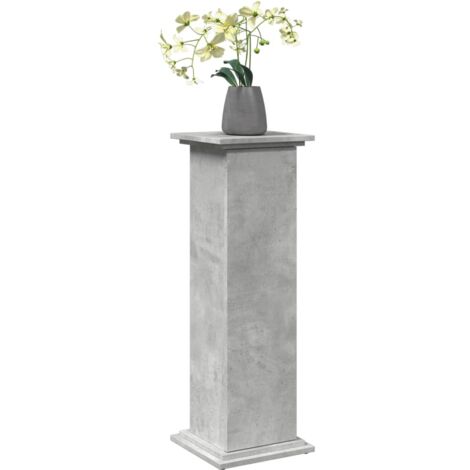 Piédestal Avec Rangement Gris Béton – 3 Compartiments, Bois Ingénierie, 31x30x90 Cm – Support Pour Plantes, Déco