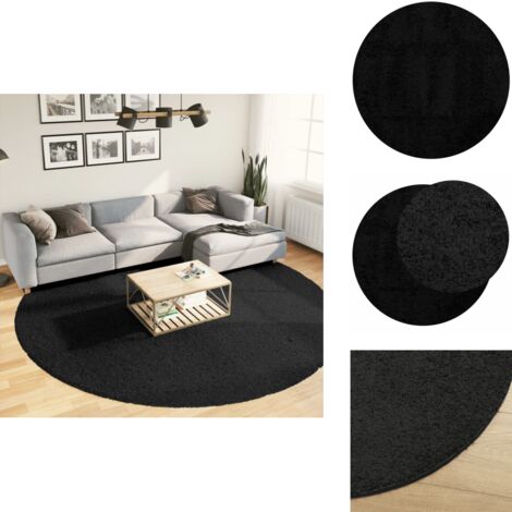 Tapis Shaggy Noir 200x200 Cm à Poils Longs - Polyester Doux Et Moelleux, Antidérapant - Pour Salon, Chambre, Décoration Moderne - 6