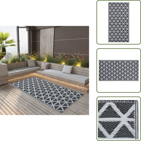 Tapis D'extérieur Terrasse Imperméable Hiseng 120x180cm - Réversible, Pliable, Résistant Aux UV - Avec Sac Et Piquets - 2