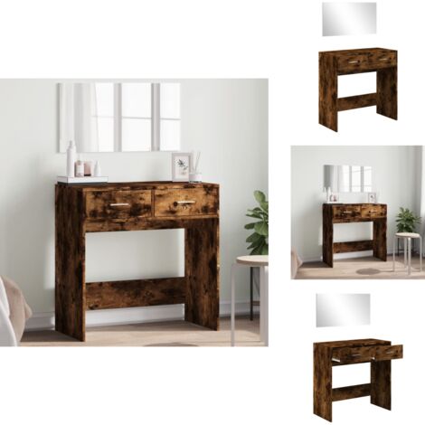 Coiffeuse avec miroir chêne fumé 80x39x80 cm - Coiffeuse - Meuble De Salle De Bain - Table De Maquillage - Miroir - Rangement (1/5)