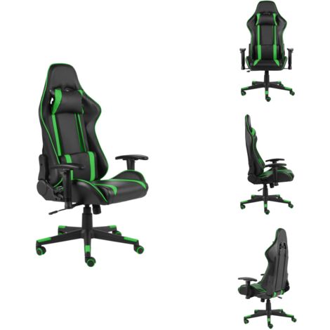 Chaise de jeu pivotante Vert PVC - Chaise Gaming - Chaise De Bureau - Chaise Ergonomique - Chaise Pivotante - Fauteuil Gamer (1/5)