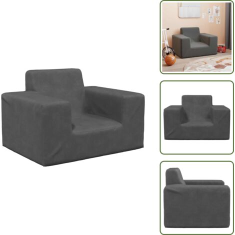 Canapé pour enfants Anthracite Peluche douce - Canapé Pour Enfants - Canapés Pour Enfants - Mini Canapé - Fauteuil Pour Enfants