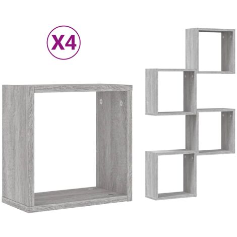 VidaXL Étagères Murales Sous Forme De Cube 2 Pcs Chêne Fumé 30x15x30cm, Stockage En Forme De Cube Organisateur En Forme De 815879