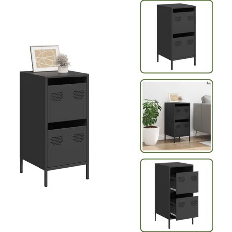VidaXL Buffet noir 40x35x105 cm verre et acier 352999 - Maison VidaXL Buffet noir 40x35x105 cm verre et acier 352999 - Maison