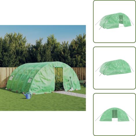 Serre avec cadre en acier vert 20 m² 5x4x2,3 m - Serre De Jardin - Serre Verte - Abri Jardin - Tunnel De Jardin - Couverture Serre