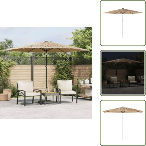 Parasol marron rond 2,66 x 2,66 m led FEIRO main image 0