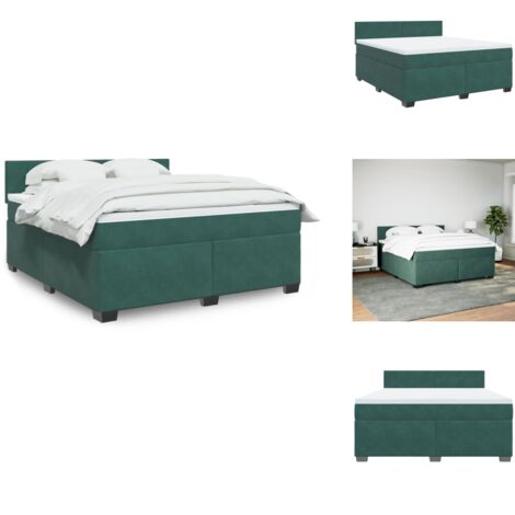 Sommier à lattes de lit et matelas Vert foncé 180x200cm Velours - Sommier À Lattes De Lit - Sommiers À Lattes De Lit - Lit - Meuble De Chambre À Coucher (1/5)