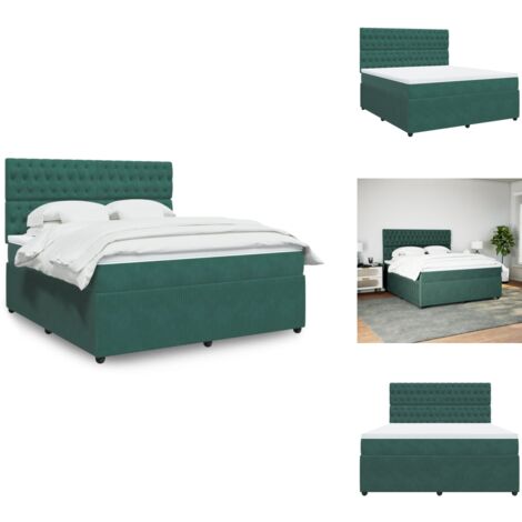 Sommier à lattes de lit et matelas Vert foncé 180x200cm Velours - Sommier À Lattes De Lit - Sommiers À Lattes De Lit - Lit - Meuble De Chambre À Coucher (1/5)
