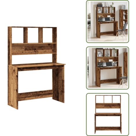 Bureau D'ordinateur Avec 4 étagères - Table En Bois Marron - 140x60x100 Cm - Neuf