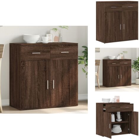Buffet Moderne En Chêne 79x38x80 Cm - Meuble De Rangement Avec Tiroir Et Portes Pivotantes Pour Salon/cuisine - 11