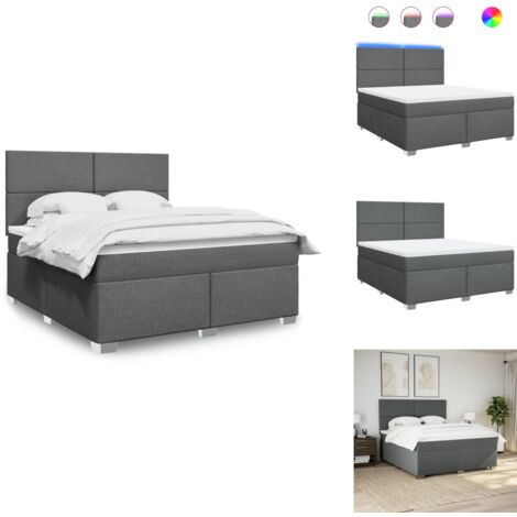 Sommier à lattes de lit avec matelas Gris foncé 180x200cm Tissu - Sommier À Lattes De Lit - Sommiers À Lattes De Lit - Lit - Meuble De Chambre À Coucher (1/5)
