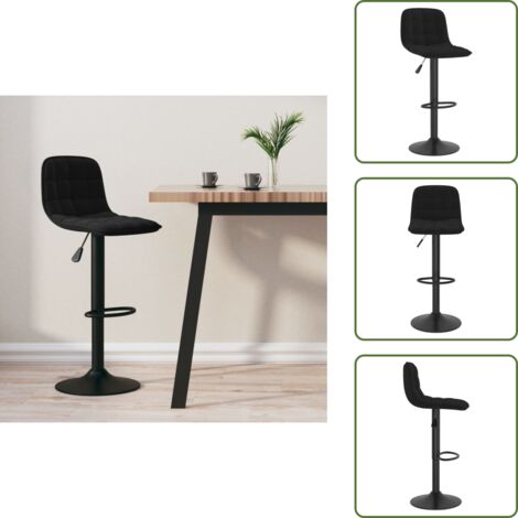 Tabouret de bar velours Nelly noir 78 cm - Lot de 2 Tabourets de bar