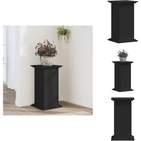 Spetebo Plateau Rond Bois Noir 25 Cm – Tabouret Plante 3 Pieds, Support Déco Minimaliste Et Chic
