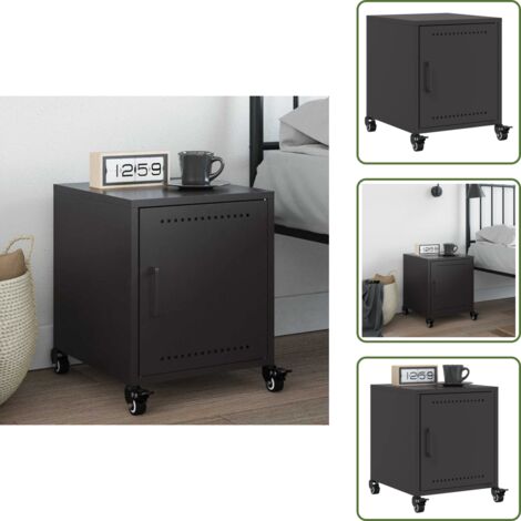 Chevet industriel bois et métal ajouré noir, 1 porte - Made in Meubles