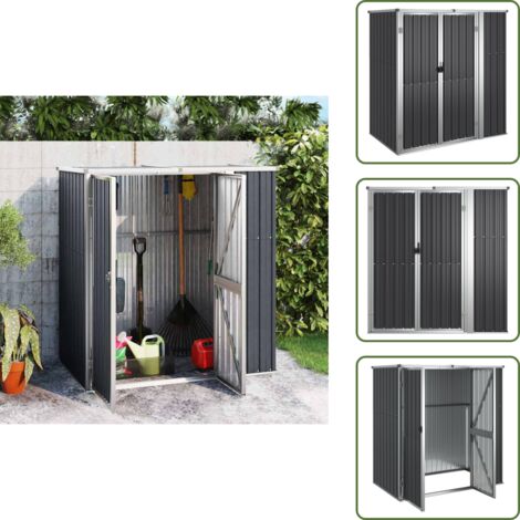 Abri à Outils De Jardin Anthracite 225x89x161cm Acier Galvanisé - Abri
