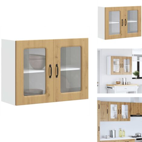 Armoire murale de cuisine avec porte en verre Kalmar - Armoire Murale De Cuisine - Armoires Murales De Cuisine - Meuble Mural De Cuisine - Armoire Murale Avec Verre (1/5)