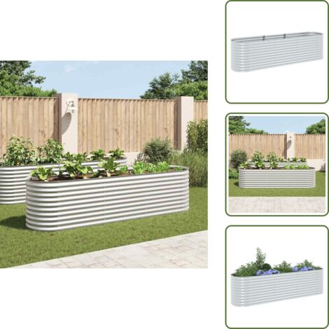 Jardinière Surélevée En Acier Galvanisé 600x80x45 Cm - Bac Profond Pour Balcon, Terrasse Ou Jardin, Facile à Assembler