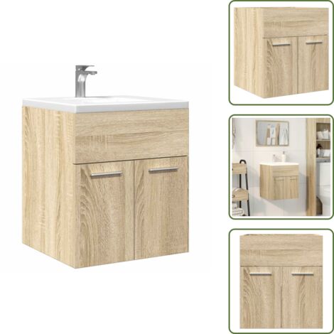 Ebern Designs Meuble-lavabo De Salle De Bain Avec Lavabo, Grand Meuble Lavabo Flottant Mural Pour Salle De Bain Moderne Lavabo Blanc Une Piece Sans Drain Ni Robinet