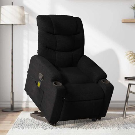 Fauteuil de massage inclinable Gris foncé Tissu - Fauteuil Inclinable - Fauteuil Massant - Chaise Relaxante - Massage Lombaire - Relaxation - Home & Living