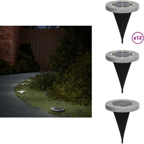 Lot De 12 Lampes Solaires Extérieures VidaXL Pour Clôture - Noir - Éclairage LED Automatique - Neuf