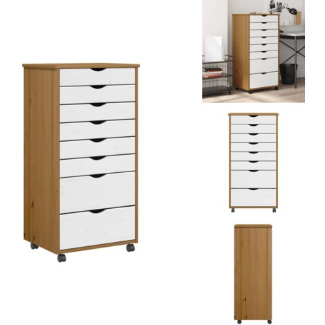 Meuble De Rangement | Armoire Roulante Avec Tiroirs MOSS Bois De Pin Marron Miel Cfw544372 90594284