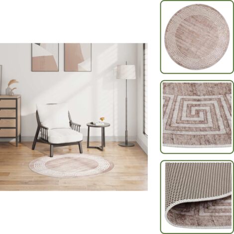 Lot De 4 Tapis Gitans (Romany) – Design Cadre – Beige Foncé – Lavables – Doux