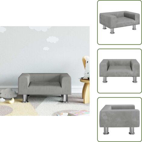 Canapé Pour Enfant Gris Foncé 100x54x33 Cm En Velours - Fauteuil Confortable Et Robuste Pour Enfants 3-6 Ans
