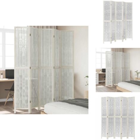 Cloison De Séparation 5 Panneaux Noir Bois De Paulownia Massif VidaXL