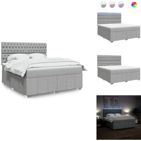Sommier à lattes de lit avec matelas Gris clair 180x200cm Tissu - Sommier À Lattes De Lit - Sommiers À Lattes De Lit - Lit - Meuble De Chambre À Coucher (1/5)