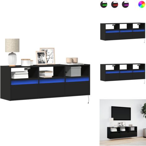 Meuble TV Suspendu Flottant Blanc 200 Cm Avec Lumières LED RGB - Profondeur 31 Cm, Rangement Spacieux, Pour TV 75-85 Pouces - Design Moderne Et éclairage D'ambiance