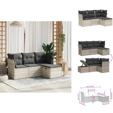 Salon De Jardin 4 Pièces VidaXL - Canapés Avec Coussins, Gris, Résine Tressée