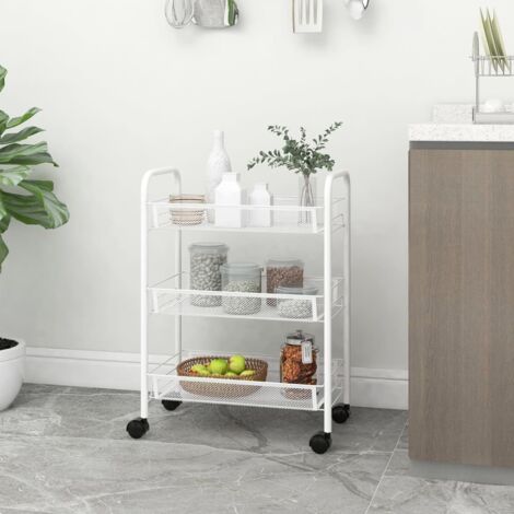 Chariot de cuisine 3 niveaux Noir 42x35x85 cm Fer et ABS Qqmora L2090 - Bricolage
