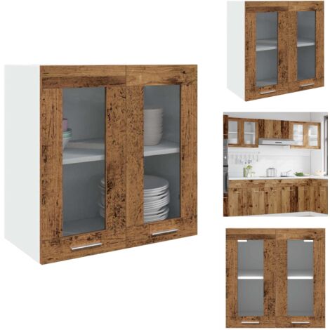 Armoire murale de cuisine avec porte en verre vieux bois - Armoire Murale De Cuisine - Armoires Murales De Cuisine - Meuble Mural De Cuisine - Armoire Murale Avec Verre (1/5)