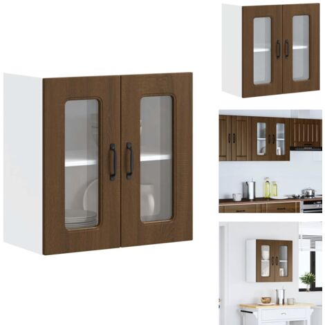 Armoire Murale De Cuisine VidaXL Kalmar - Portes En Verre, Gris Béton, Dimensions 80x31x60 Cm, Rangement Spacieux